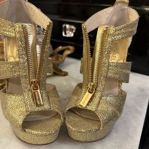 Michael Kors Gold Platform Shoes Size 5 1/2 M